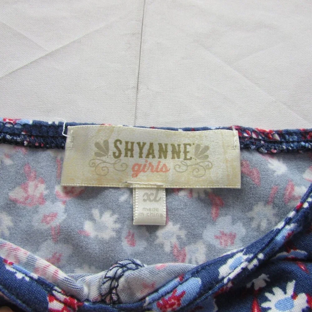 Shyanne Girl's XL Ditsy Floral Flowy Dress - Blue